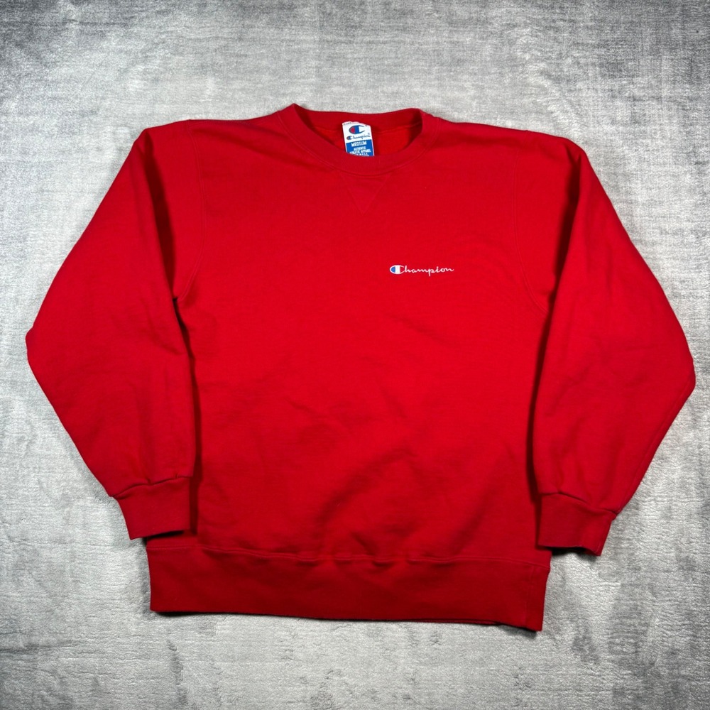 Champion Sweatshirt Mens Medium Red Vintage 90s Embroidered Made in USA Crewneck